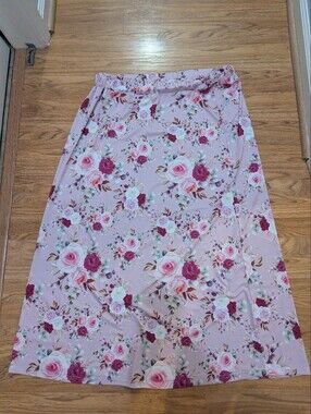 Blush Floral Maxi Skirt with Elastic Waist